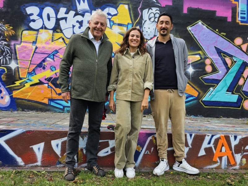 Nedim Hazar, Mona Ameziane and Eko Fresh during shooting for Westart WDR